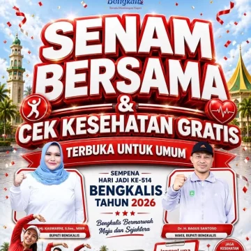 Meriahkan HUT ke-514 Bengkalis dengan Senam Massal dan Pemeriksaan Kesehatan Gratis di Lapangan Tugu
