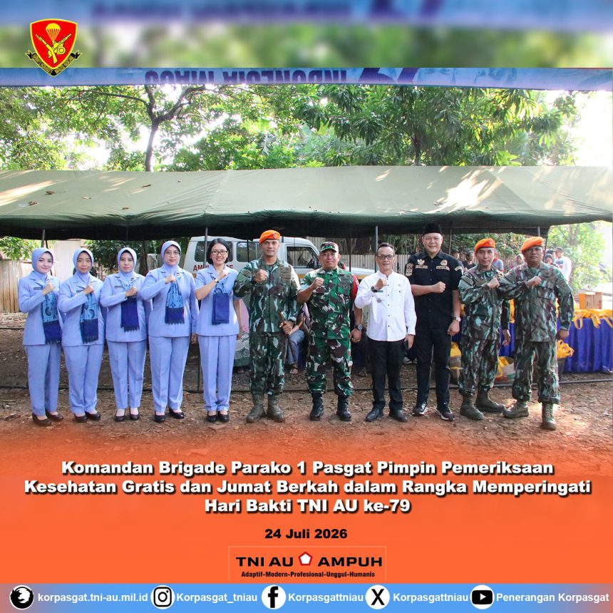 Peringati Hari Bakti ke-79, Komandan Brik Parako 1 Pasgat Gelar Bakti Sosial Kesehatan Gratis