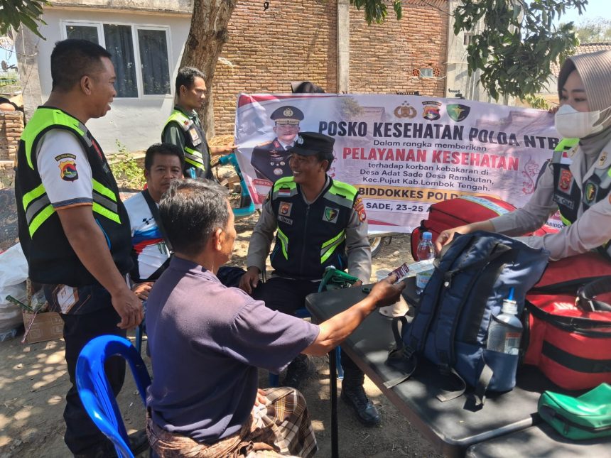 Polda NTB Dirikan Posko Kesehatan untuk Warga Pasca Kebakaran Rumah Adat Sade