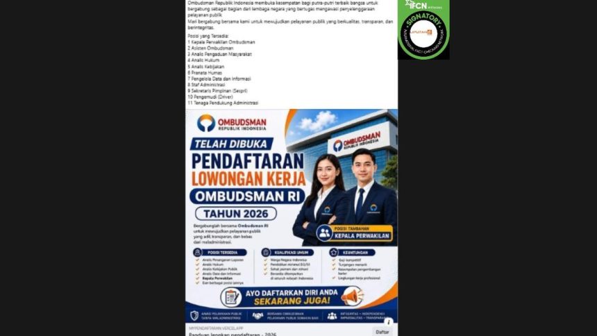 Waspada! Ini Deretan Hoaks Lowongan Kerja yang Mengatasnamakan Ombudsman dan BPJS Kesehatan